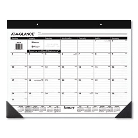 AT-A-GLANCE® Monthly Refillable Desk Pad, 22 x 17, White, 2021