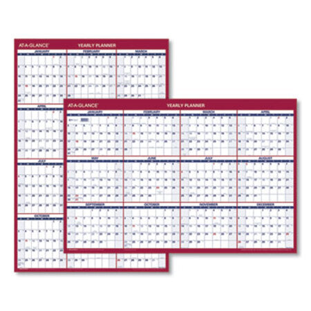 AT-A-GLANCE® Erasable Vertical/Horizontal Wall Planner, 32 x 48, Blue/Red, 2021