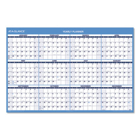 AT-A-GLANCE® Horizontal Erasable Wall Planner, 48 x 32, Blue/White, 2021