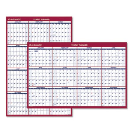 AT-A-GLANCE® Erasable Vertical/Horizontal Wall Planner, 24 x 36, Blue/Red, 2021