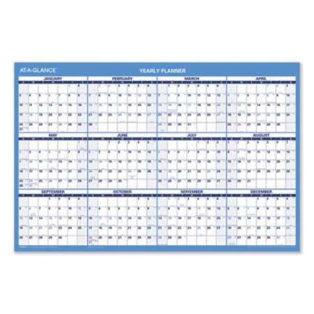 AT-A-GLANCE® Horizontal Erasable Wall Planner, 36 x 24, Blue/White, 2021