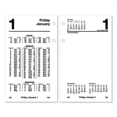 AT-A-GLANCE® Financial Desk Calendar Refill, 3.5 x 6, White, 2021