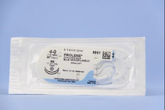 Suture with Needle Prolene Nonabsorbable Uncoated Blue Suture Monofilament Polypropylene Suture Size 4 - 0 24 Inch Suture Double-Armed 17 mm Length 3/8 Circle Taper Point Needle