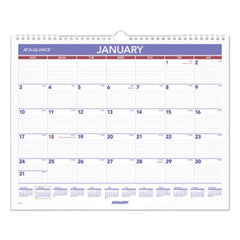 AT-A-GLANCE® Monthly Wall Calendar, 15 x 12, Red/Blue, 2021