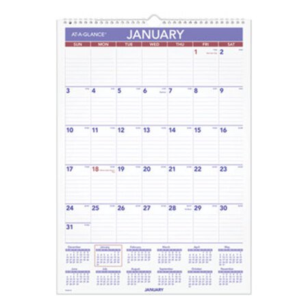 AT-A-GLANCE® Erasable Wall Calendar, 12 x 17, White, 2021