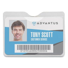 Advantus Security ID Badge Holder with Clip, Horizontal, 3.5 x 3.75, Clear, 50/Box