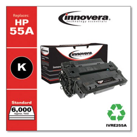 Innovera® Remanufactured Black Toner, Replacement for HP 55A (CE255A), 6,000 Page-Yield