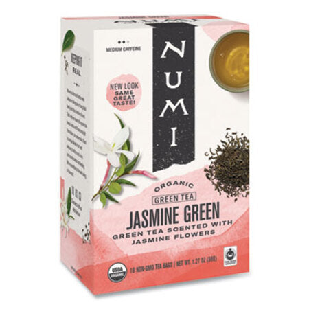 Numi® Organic Teas and Teasans, 1.27 oz, Jasmine Green, 18/Box