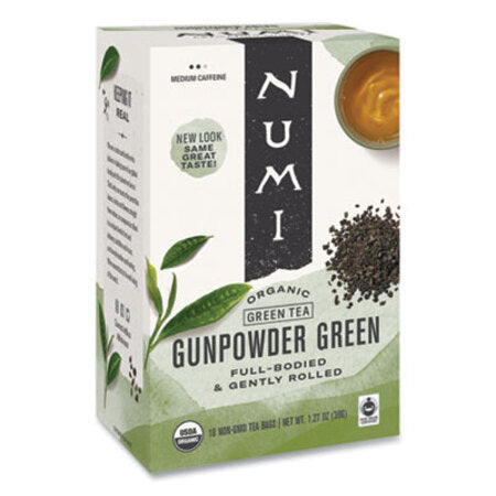Numi® Organic Teas and Teasans, 1.27 oz, Gunpowder Green, 18/Box