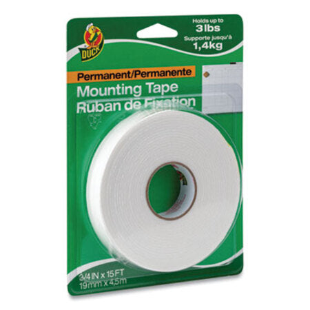 Duck® Permanent Foam Mounting Tape, 3/4" x 15ft, White