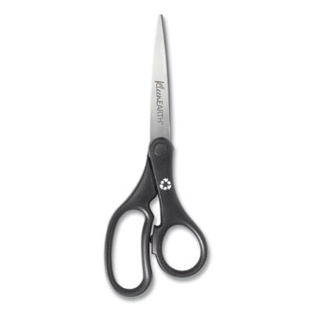 Westcott® KleenEarth Basic Plastic Handle Scissors, 8" Long, 3.25" Cut Length, Black Straight Handle