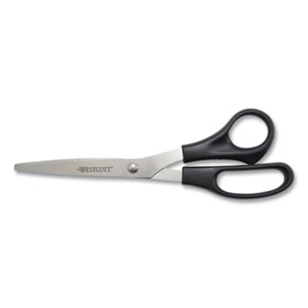 Westcott® Value Line Stainless Steel Shears, 8" Long, 3.5" Cut Length, Black Straight Handle