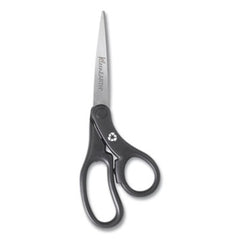 Westcott® KleenEarth Basic Plastic Handle Scissors, 8" Long, 3.1" Cut Length, Black Offset Handle