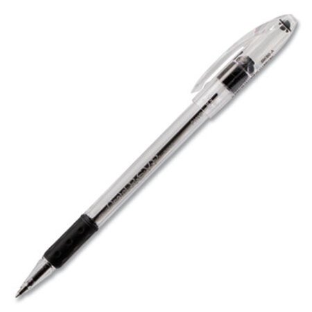 Pentel® R.S.V.P. Stick Ballpoint Pen, Fine 0.7mm, Black Ink, Clear/Black Barrel, Dozen