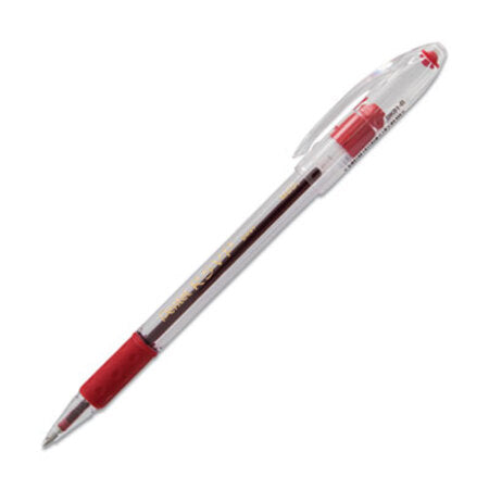 Pentel® R.S.V.P. Stick Ballpoint Pen, Medium 1mm, Red Ink, Clear/Red Barrel, Dozen