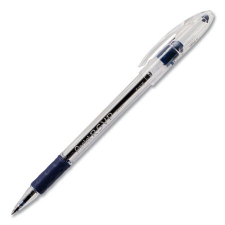 Pentel® R.S.V.P. Stick Ballpoint Pen, Fine 0.7mm, Blue Ink, Clear/Blue Barrel, Dozen
