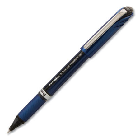 Pentel® EnerGel NV Stick Gel Pen, 0.5 mm Needle Tip, Black Ink, Gray Barrel, Dozen