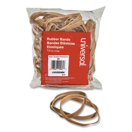 Universal® Rubber Bands, Size 64, 0.04" Gauge, Beige, 4 oz Box, 80/Pack