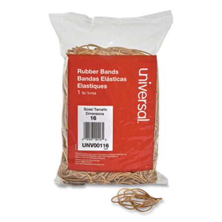 Universal® Rubber Bands, Size 16, 0.04" Gauge, Beige, 1 lb Box, 1,900/Pack