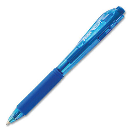 Pentel® WOW! Retractable Ballpoint Pen, Medium 1 mm, Blue Ink/Barrel, Dozen