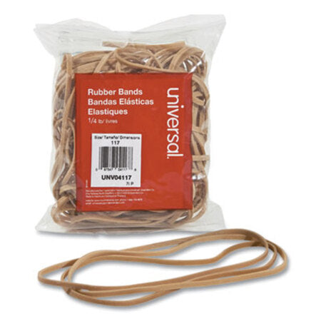 Universal® Rubber Bands, Size 117, 0.06" Gauge, Beige, 4 oz Box, 50/Pack