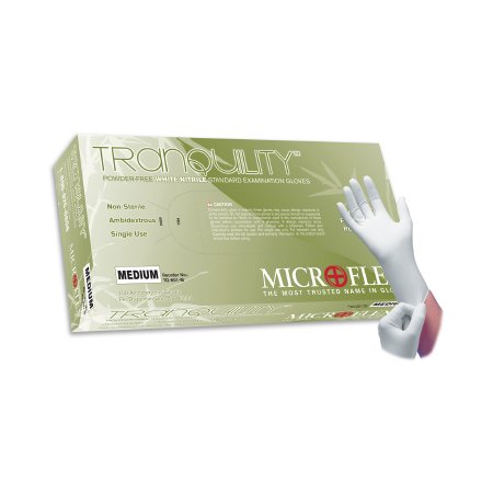 Microflex Medical Exam Glove Soft White Nitrile* Medium NonSterile Nitrile Standard Cuff Length Textured Fingertips White Not Chemo Approved - M-662400-4570 - Box of 1