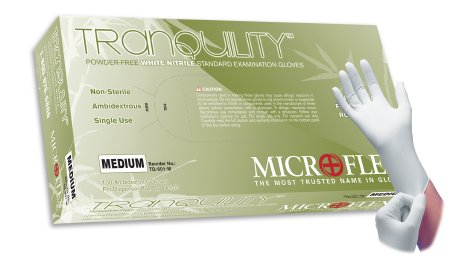 Microflex Medical Exam Glove Soft White Nitrile* Large NonSterile Nitrile Standard Cuff Length Textured Fingertips White Not Chemo Approved - M-662402-2524 - Box of 1