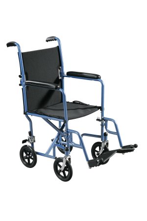 Drive Medical Transport Chair Steel Frame with Silver Vein Finish 250 lbs. Weight Capacity Padded Arm Black Upholstery