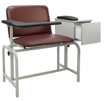 Winco Blood Drawing Chair with Drawer 574 XL Series Single Adjustable Flip Up Armrest Mauve