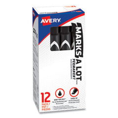 Avery® MARKS A LOT Large Desk-Style Permanent Marker, Broad Chisel Tip, Black, Dozen, (8888)