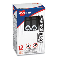 Avery® MARKS A LOT Regular Desk-Style Permanent Marker, Broad Chisel Tip, Black, Dozen, (7888)