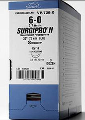 Suture with Needle Surgipro Nonabsorbable Uncoated Blue Suture Monofilament Polypropylene Suture Size 10 - 0 12 Inch Suture Double-Armed 6 mm Length 1/2 Circle Spatula Needle