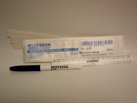 Surgical Skin Marker with Label McKesson Gentian Violet Fine / Regular Tip Ruler Sterile - M-664539-3466 - Box of 50