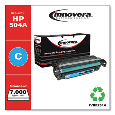 Innovera® Remanufactured Cyan Toner, Replacement for HP 504A (CE251A), 7,000 Page-Yield