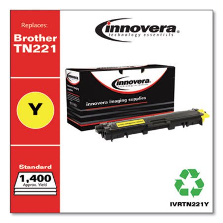 Innovera® Remanufactured Yellow Toner, Replacement for Brother TN221Y, 1,400 Page-Yield