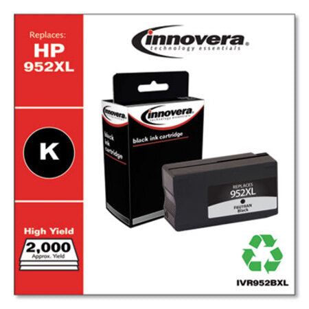 Innovera® Remanufactured Black High-Yield Ink, Replacement for HP 952XL (F6U19AN), 2,000 Page-Yield