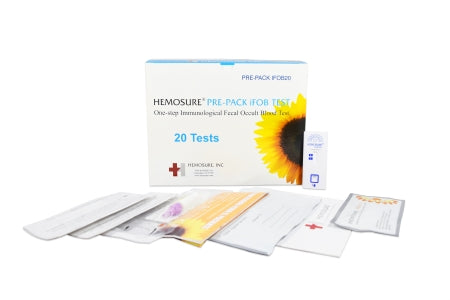 Hemosure Rapid Test Kit Hemosure® Colorectal Cancer Screening Fecal Occult Blood Test (iFOB or FIT) Stool Sample 20 Tests