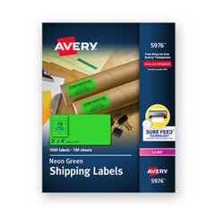 Avery® High-Visibility Permanent Laser ID Labels, 2 x 4, Neon Green, 1000/Box