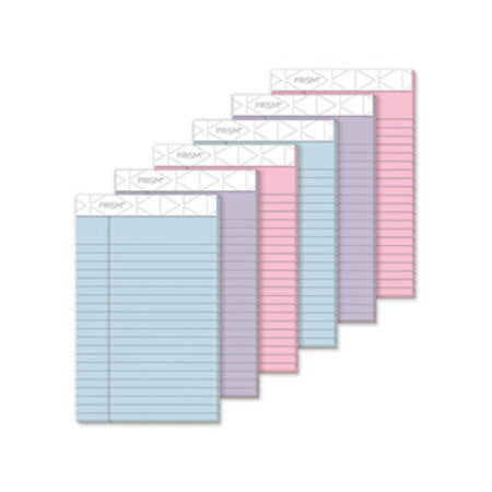 TOPS™ Prism + Writing Pads, Narrow Rule, 5 x 8, Assorted Pastel Sheet Colors, 50 Sheets, 6/Pack
