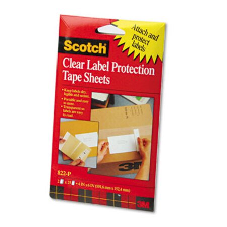 Scotch® ScotchPad Label Protection Tape Sheets, 4" x 6", Clear, 25/Pad, 2 Pads/Pack