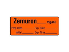 Shamrock Scientific Drug Label Shamrock Anesthesia Label Zemuron_mg/mL Fluorescent Red 1/2 X 1 Inch - M-668007-1066 - Each