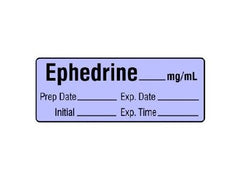 Shamrock Scientific Drug Label Shamrock Anesthesia Label EPHEDRINE _____ mg / mL / Prep Date _____ Exp. Date _____ / Initial _____ Exp. Time ___ Purple 1/2 X 1 Inch - M-668010-2889 - Each
