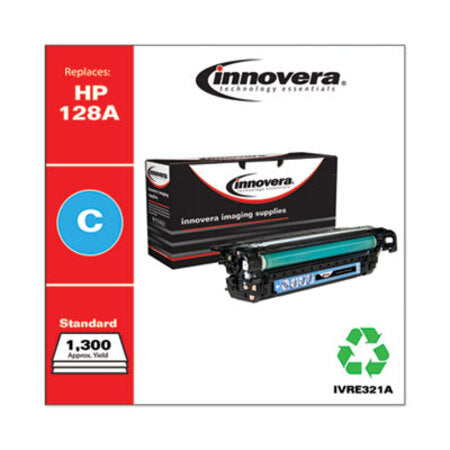 Innovera® Remanufactured Cyan Toner, Replacement for HP 128A (CE321A), 1,300 Page-Yield