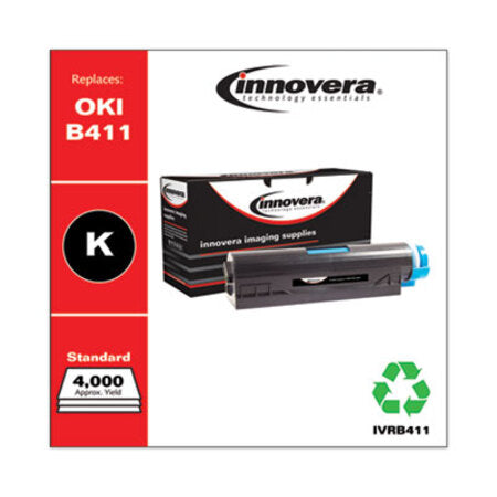 Innovera® Remanufactured Black Toner, Replacement for Oki B411 (44574701), 4,000 Page-Yield