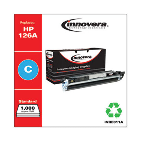 Innovera® Remanufactured Cyan Toner, Replacement for HP 126A (CE311A), 1,000 Page-Yield