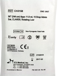 ICU Medical Primary Administration Set 15 Drops / mL Drip Rate 96 Inch Tubing - M-668652-1732 - Case of 50