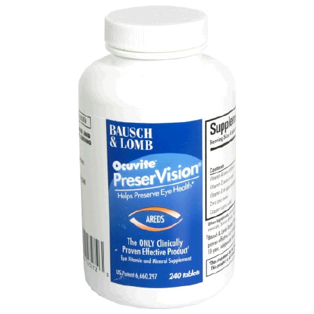 Bausch & Lomb Multivitamin Supplement PreserVision® Areds Vitamin A / Vitamin E / Ascorbic Acid 14320 IU - 200 IU - 226 mg Strength Tablet 240 per Bottle