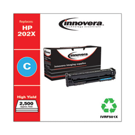 Innovera® Remanufactured Cyan High-Yield Toner, Replacement for HP 202X (CF501X), 2,500 Page-Yield