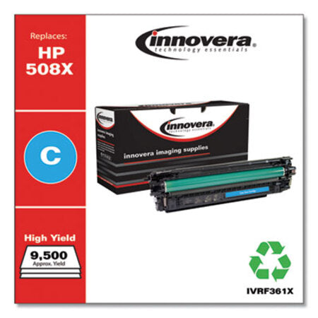 Innovera® Remanufactured Cyan High-Yield Toner, Replacement for HP 508X (CF361X), 9,500 Page-Yield