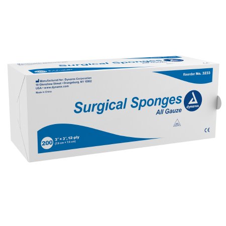 Dynarex Gauze Sponge Dynarex® Cotton 12-Ply 3 X 3 Inch Square NonSterile